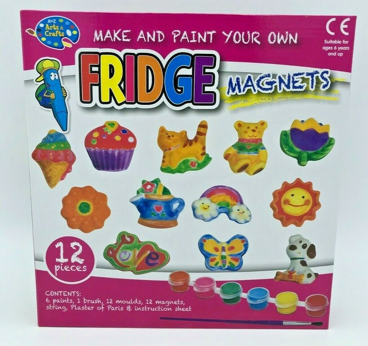 12pc Mould & Paint Fridge Magnet Set