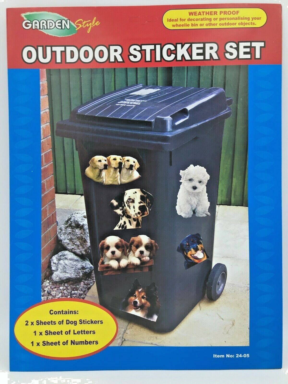Decorative Wheelie Bin Stickers Outdoor Numbers Flowers Dogs Cats Bird Gnomes