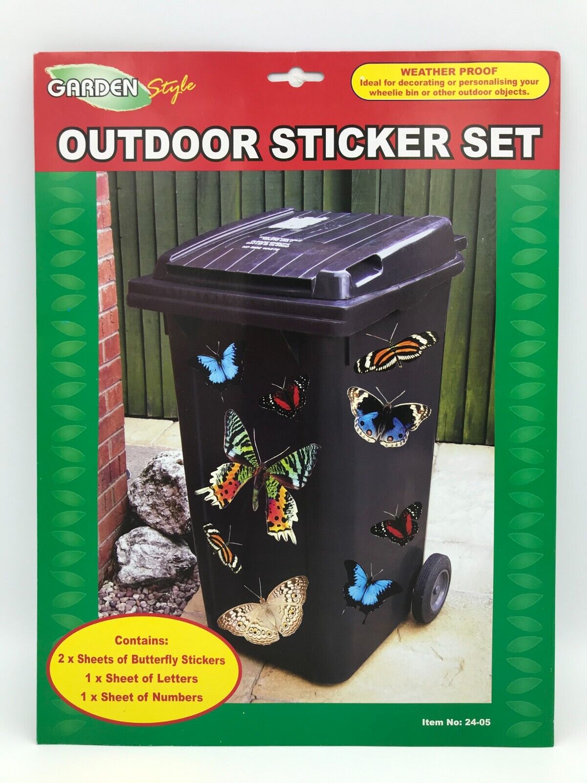 Decorative Wheelie Bin Stickers Outdoor Numbers Flowers Dogs Cats Bird Gnomes