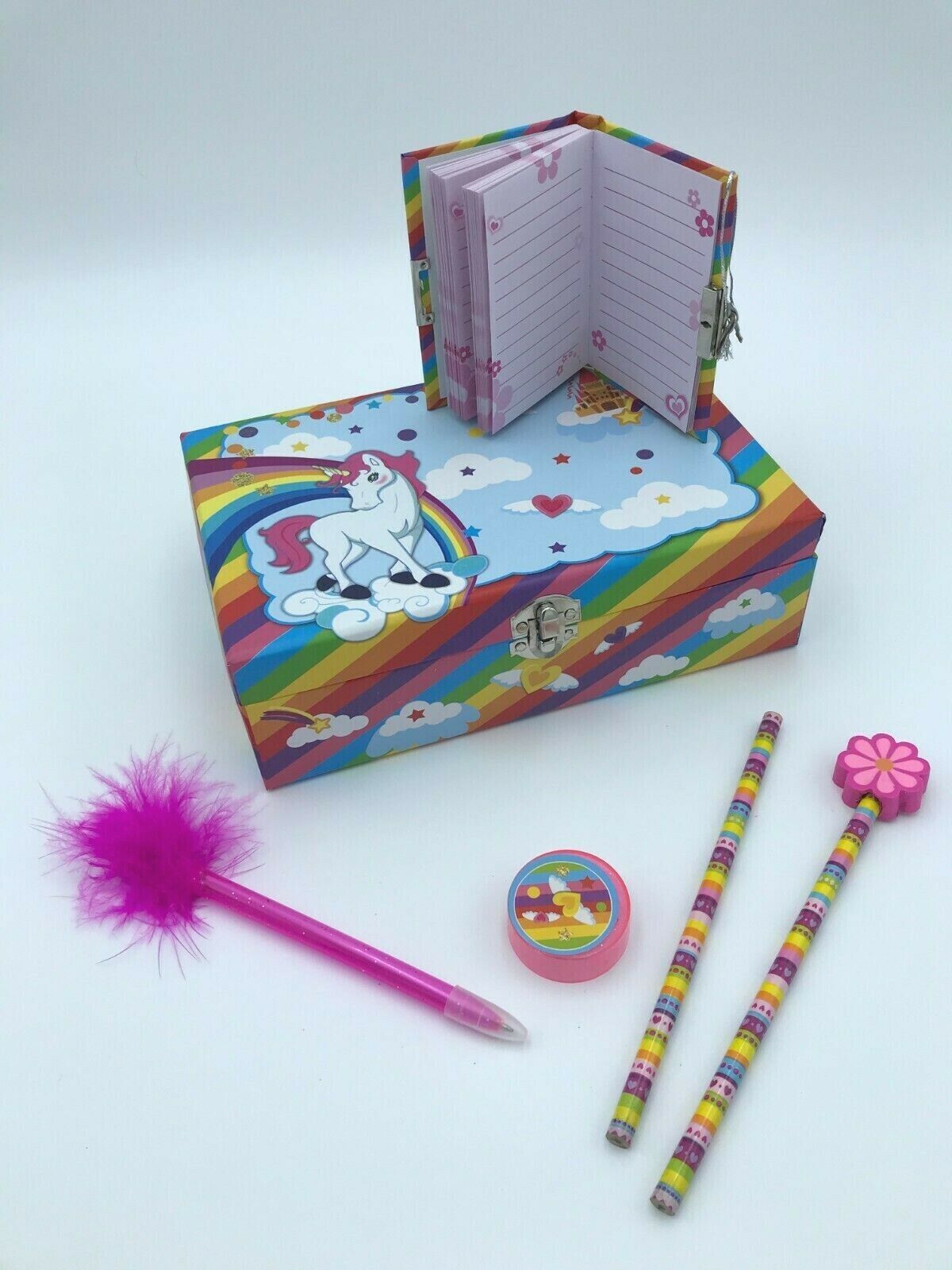 Unicorn Diary Sets Gift Idea Stationary Ruler Rubber Pencil & Sharpener