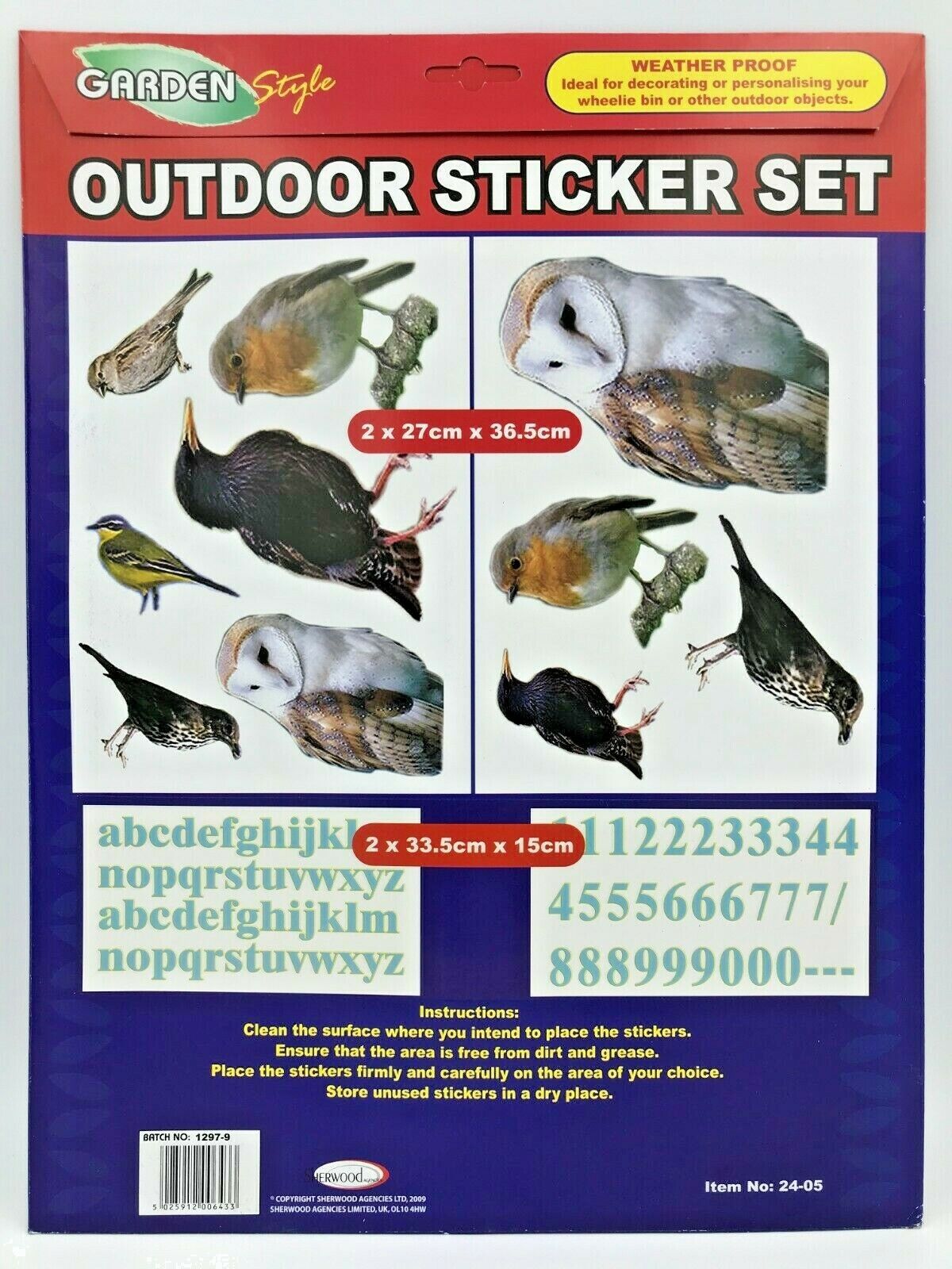 Decorative Wheelie Bin Stickers Outdoor Numbers Flowers Dogs Cats Bird Gnomes