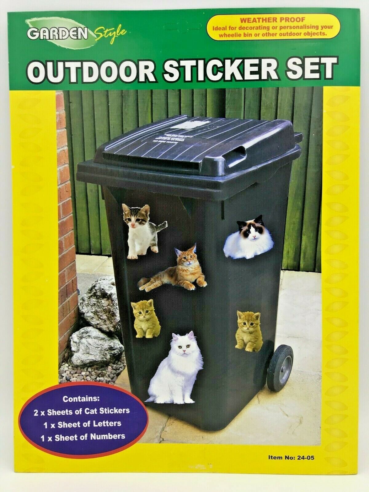 Decorative Wheelie Bin Stickers Outdoor Numbers Flowers Dogs Cats Bird Gnomes