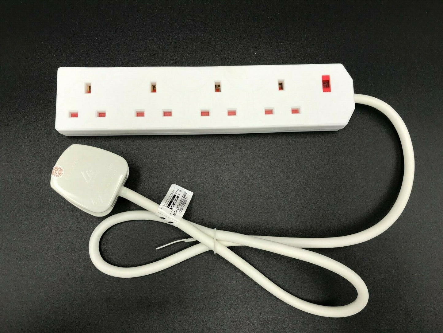 Pifco 1m 4 Gang Socket Extension Lead, Cable, Power, Plug , 13A, White