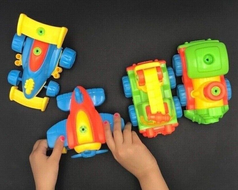 Take a Part Toy DIY Vehicles Set of 4 Train Plane Car Fire Truck Age 3+