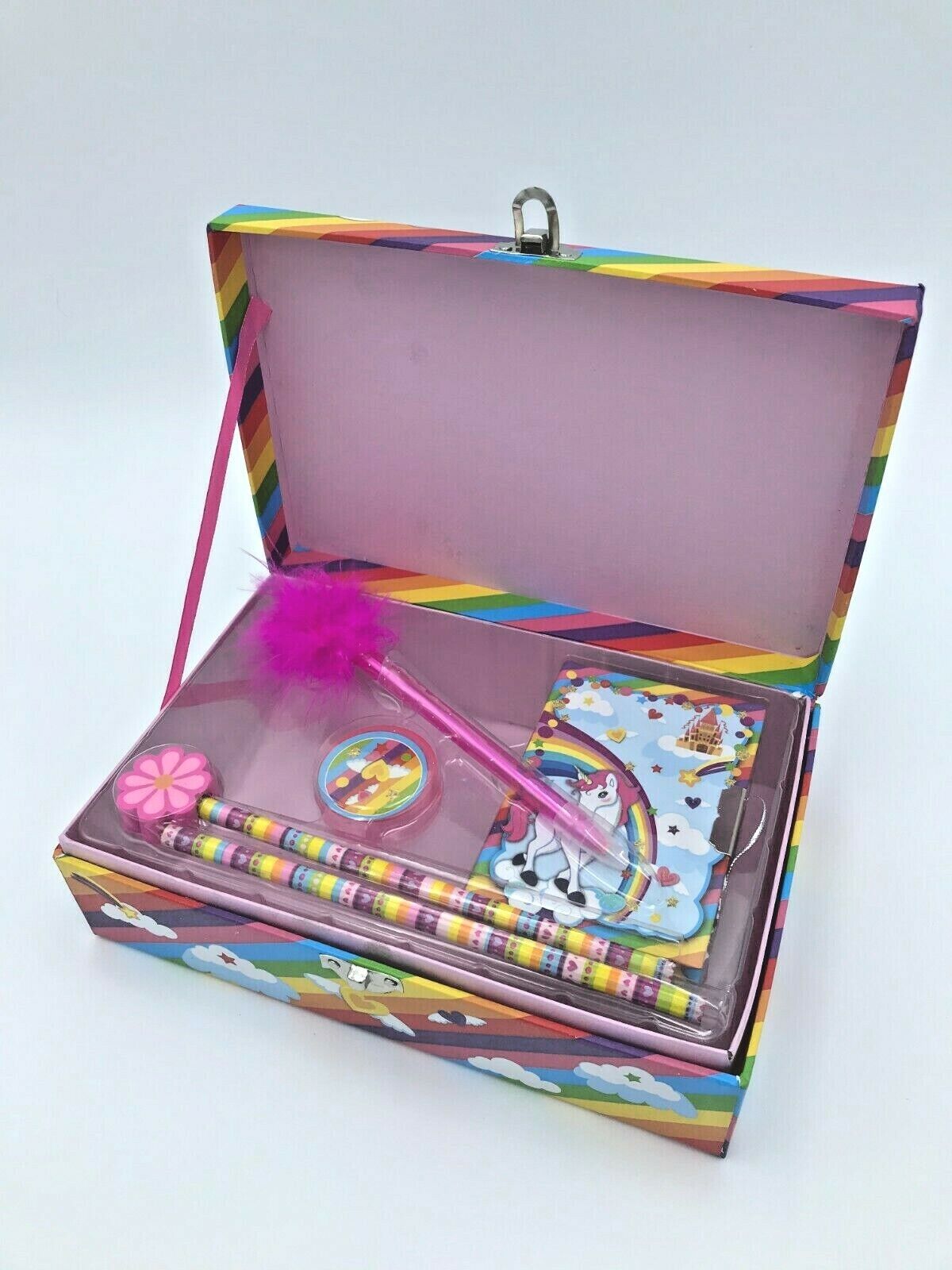 Unicorn Diary Sets Gift Idea Stationary Ruler Rubber Pencil & Sharpener