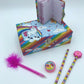 Unicorn Diary Sets Gift Idea Stationary Ruler Rubber Pencil & Sharpener