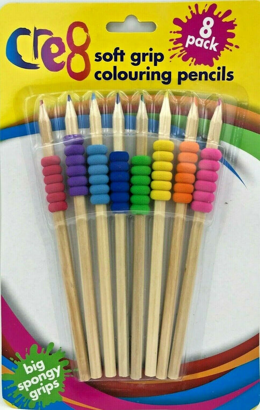 Soft Grip Pencils - Pack of 8 different coloured pencils