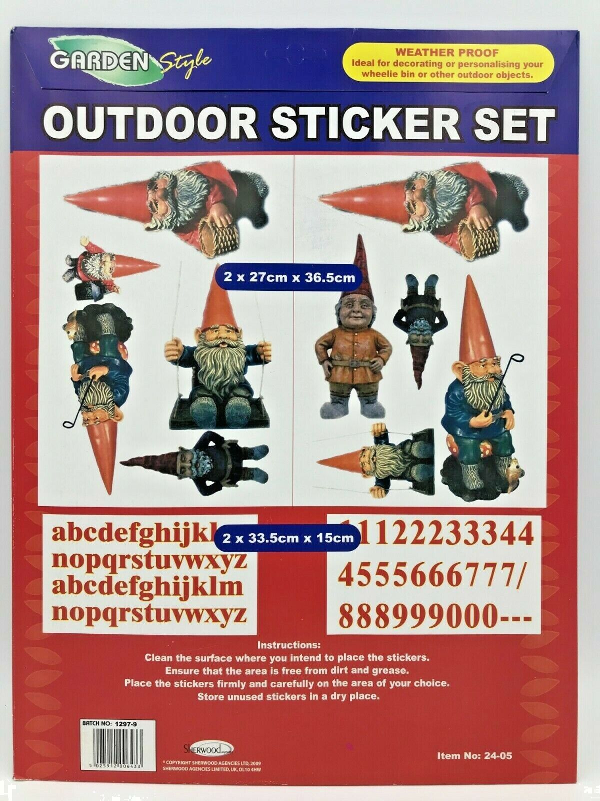 Decorative Wheelie Bin Stickers Outdoor Numbers Flowers Dogs Cats Bird Gnomes
