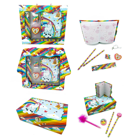 Unicorn Diary Sets Gift Idea Stationary Ruler Rubber Pencil & Sharpener