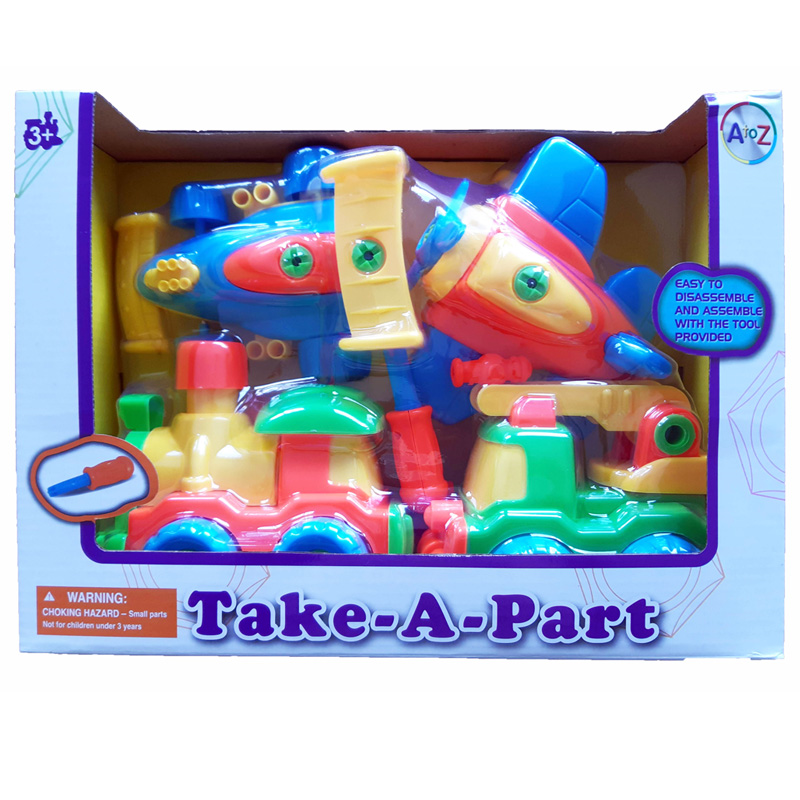 Take a Part Toy DIY Vehicles Set of 4 Train Plane Car Fire Truck Age 3+