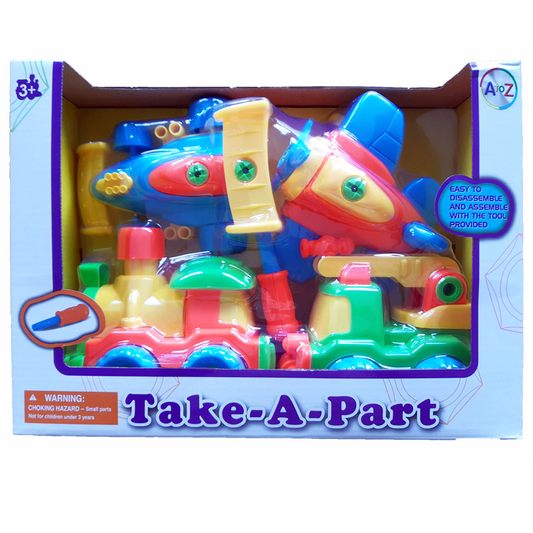 Take a Part Toy DIY Vehicles Set of 4 Train Plane Car Fire Truck Age 3+