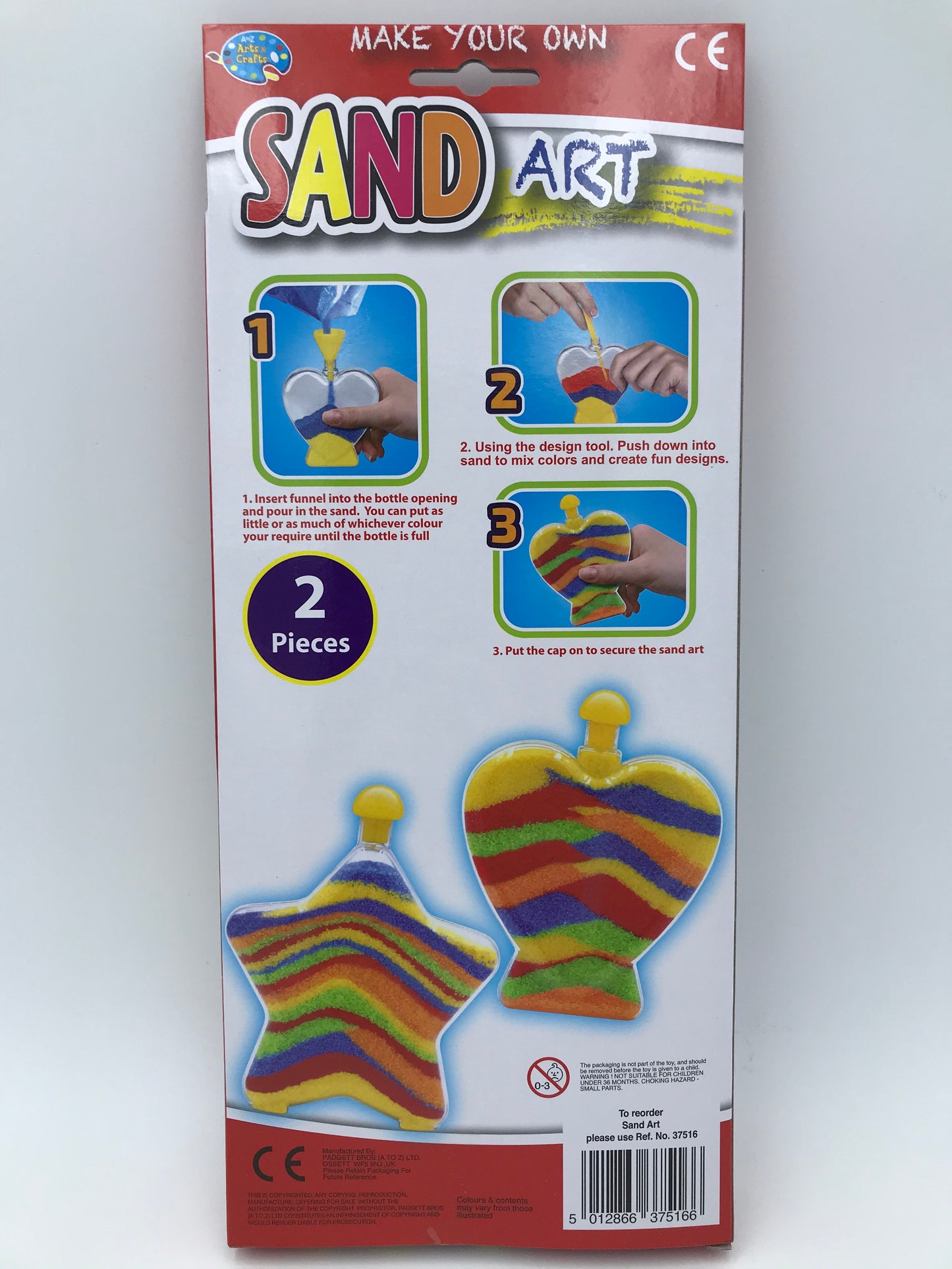 GLOW IN THE DARK SAND ART 2 Bottle Make Your Own Childrens Craft Activity Set